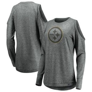 Pittsburgh Steelers Women's Versalux Cold Shoulder Long Sleeve T-Shirt